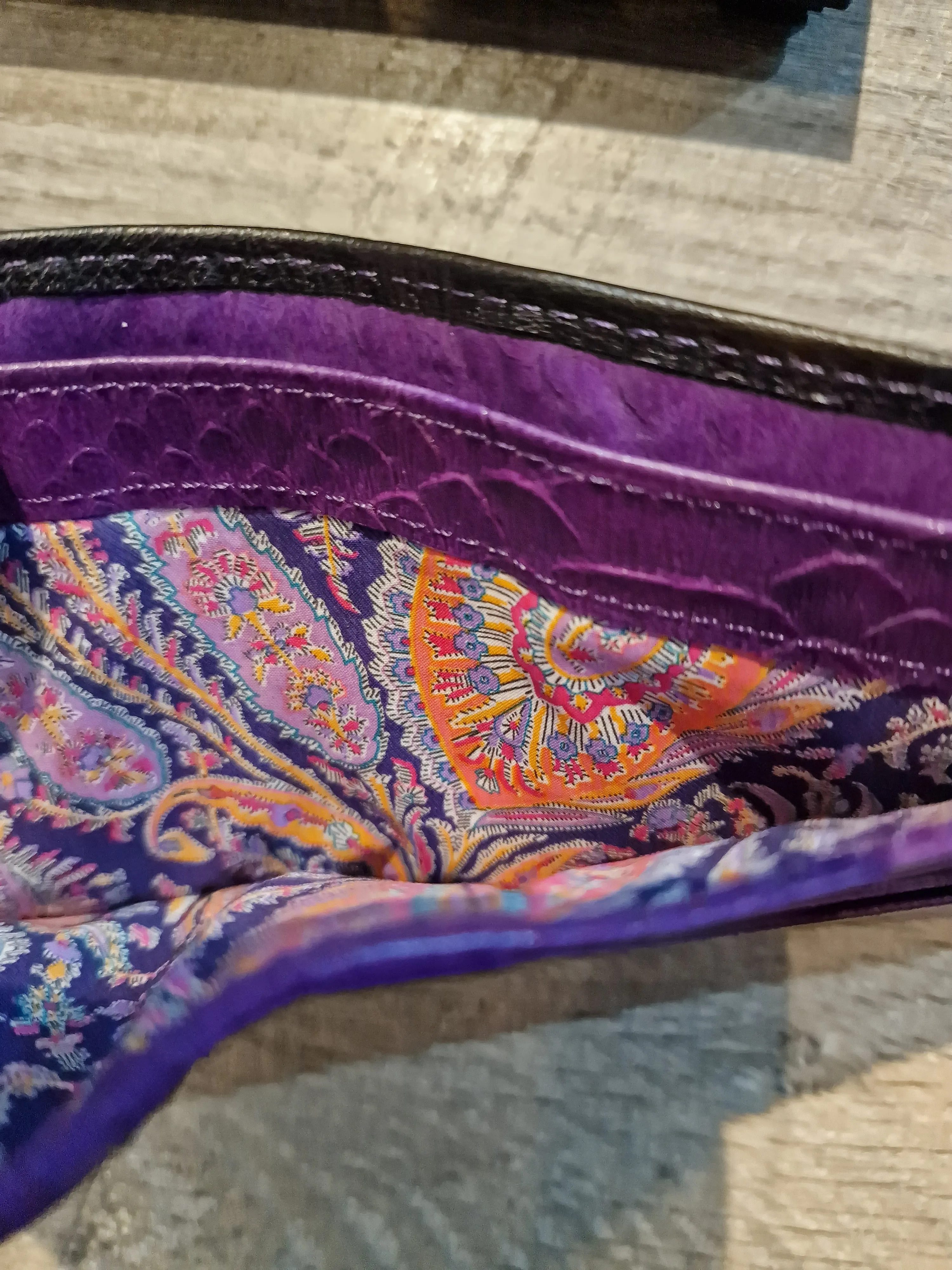 Van Buck Black Leather Card Holder Trimmed With Liberty Fabric