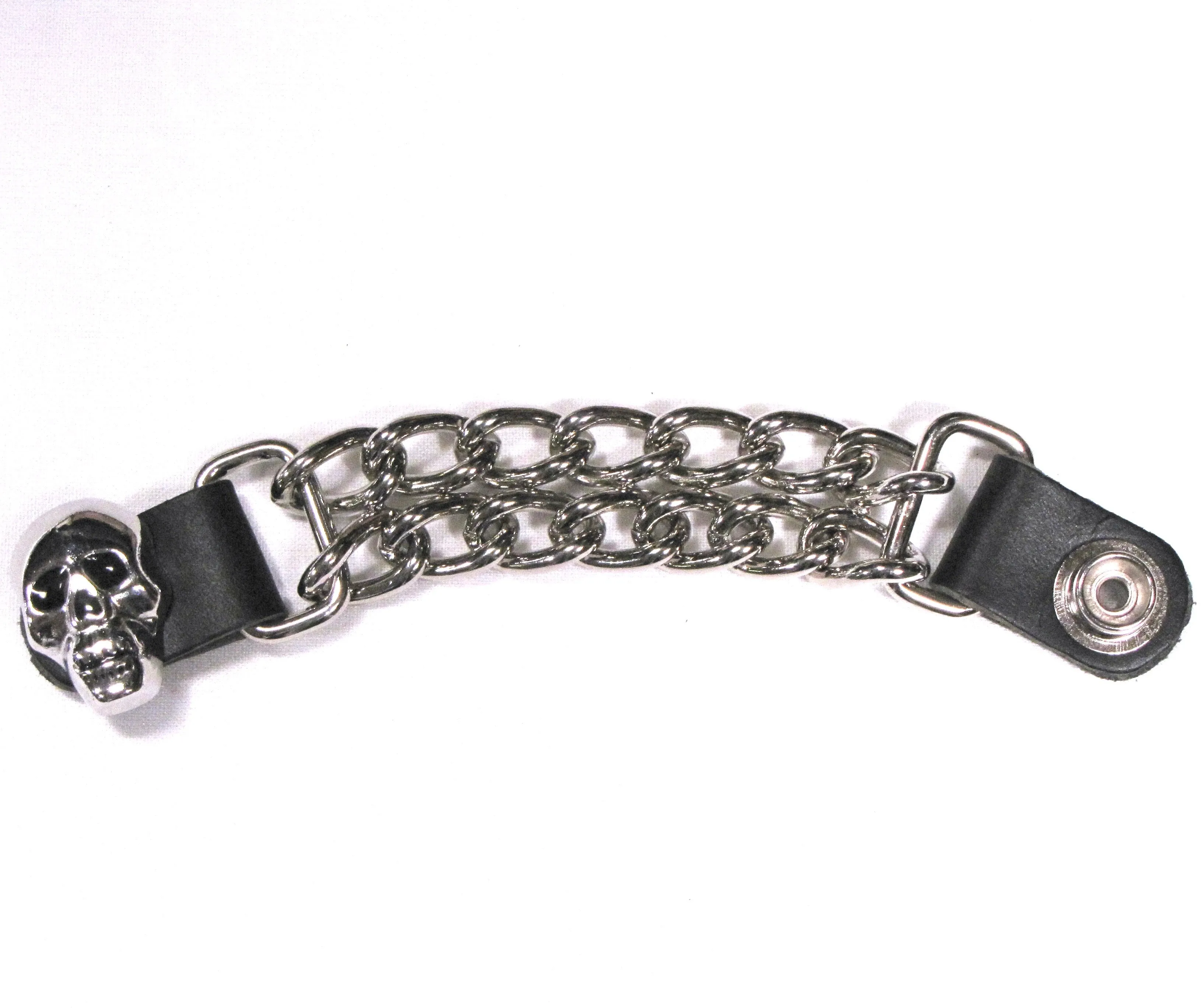 VEA-02-SK  4" Leather Vest Extender-Skull