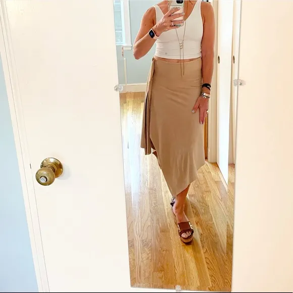 Vegan Suede Faux Wrap Asymmetric Skirt