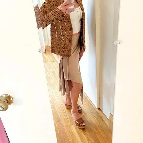 Vegan Suede Faux Wrap Asymmetric Skirt