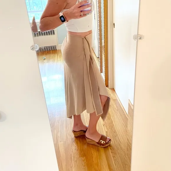 Vegan Suede Faux Wrap Asymmetric Skirt