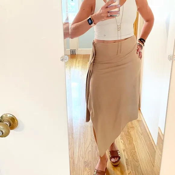 Vegan Suede Faux Wrap Asymmetric Skirt