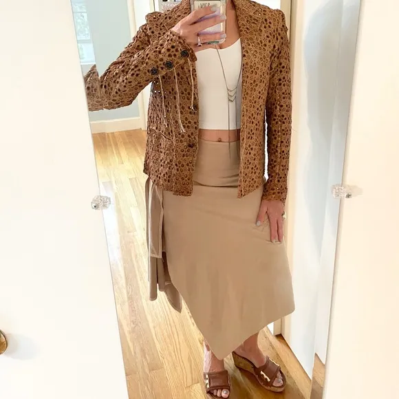 Vegan Suede Faux Wrap Asymmetric Skirt