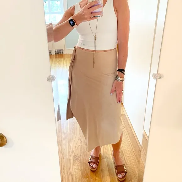 Vegan Suede Faux Wrap Asymmetric Skirt