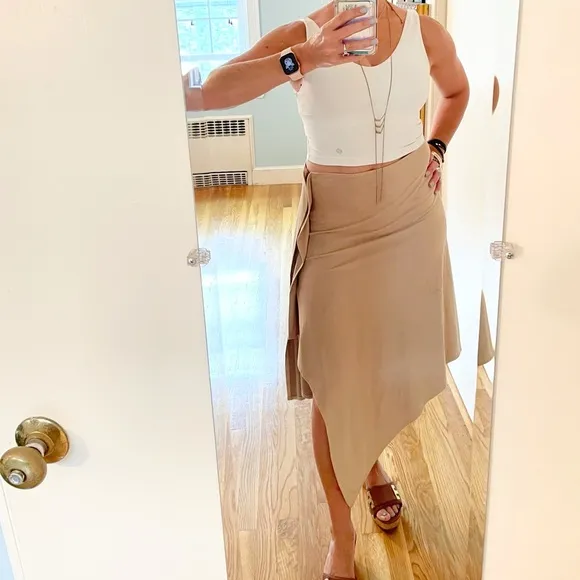 Vegan Suede Faux Wrap Asymmetric Skirt
