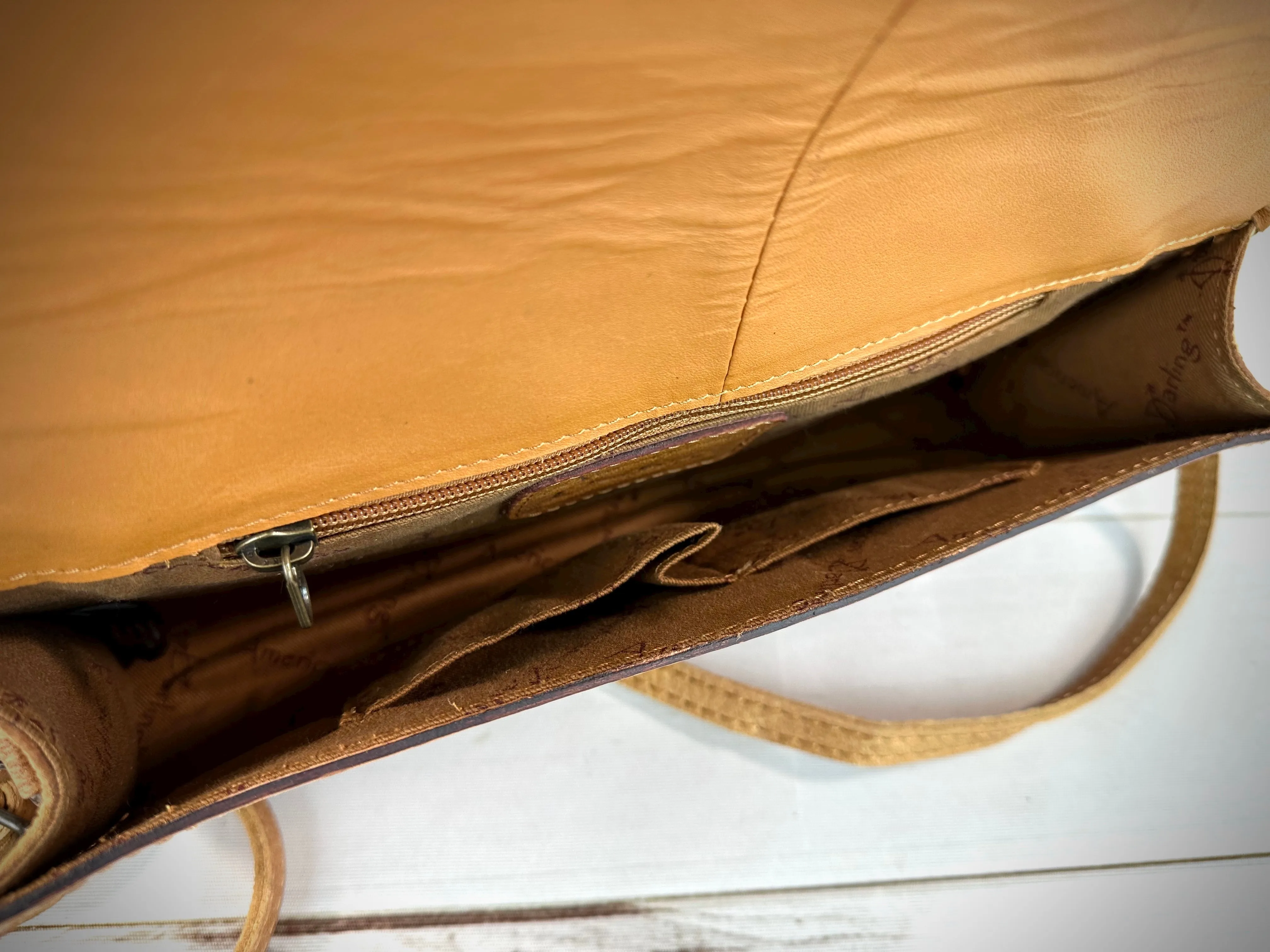 Vegas Hearts Leather Tooled Wide Clutch Handbag