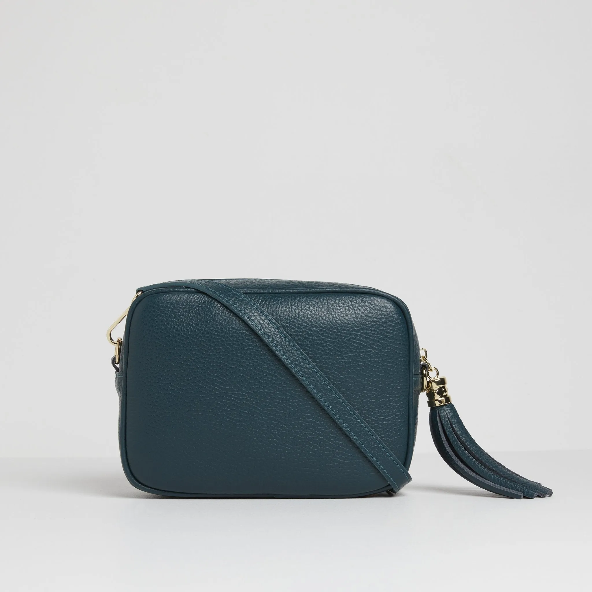 Verona Crossbody Tassel Teal Bag with Snake Print Strap