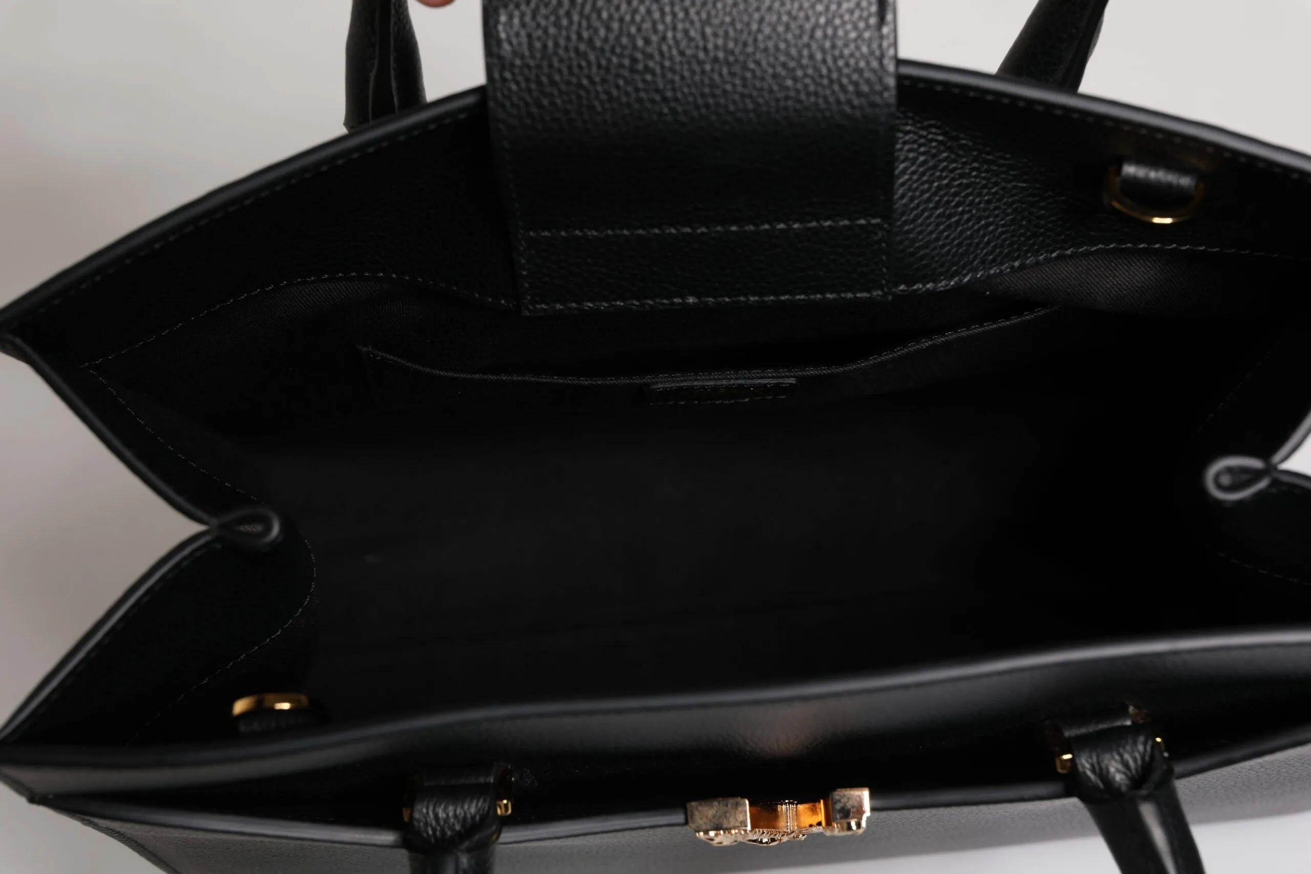 Versace Black Large Leather Top Handle Shoulder Crossbody Bag