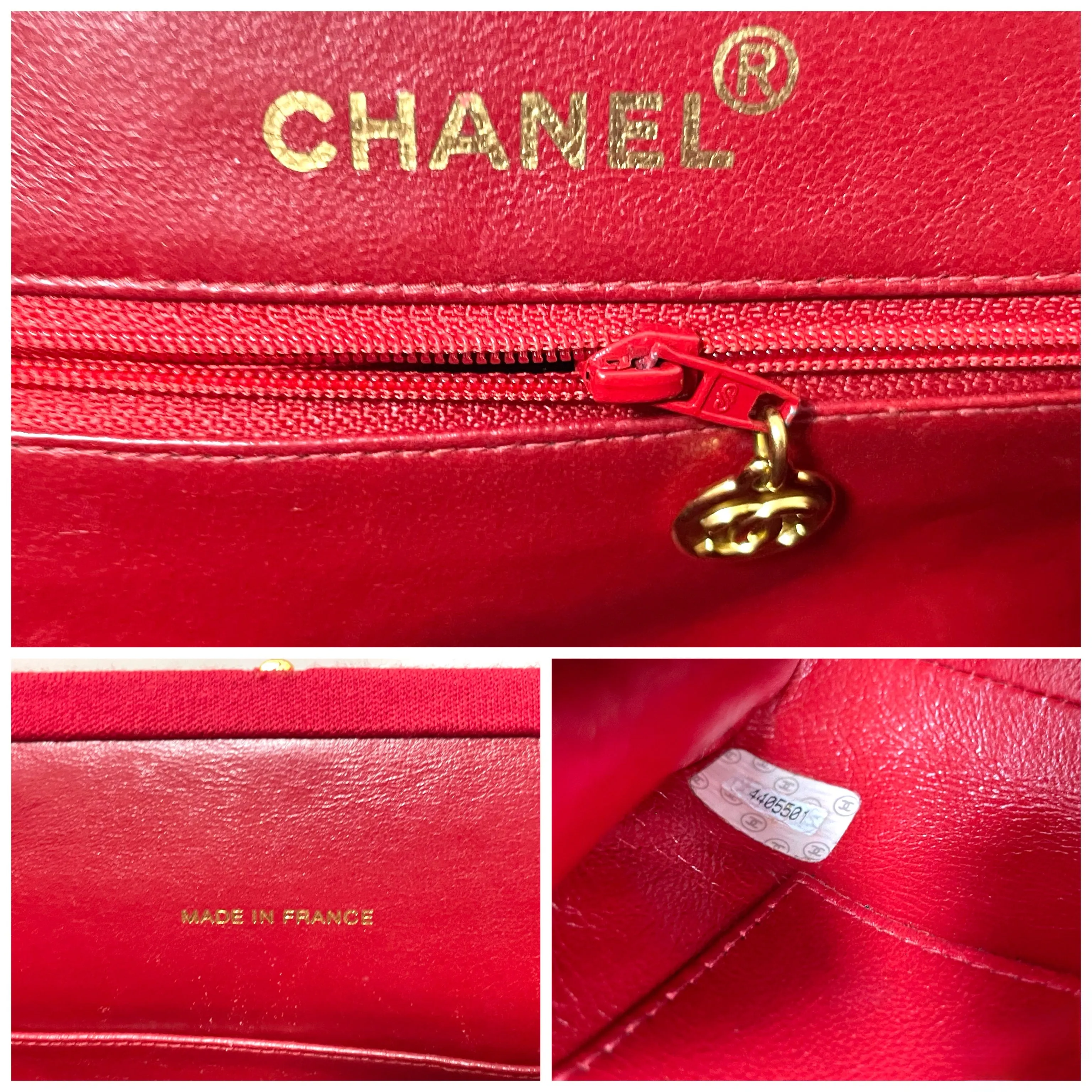 Vintage Chanel lipstick red wool jersey shoulder bag with turn lock cc closure. Kiss lock closure bag. 060810r2