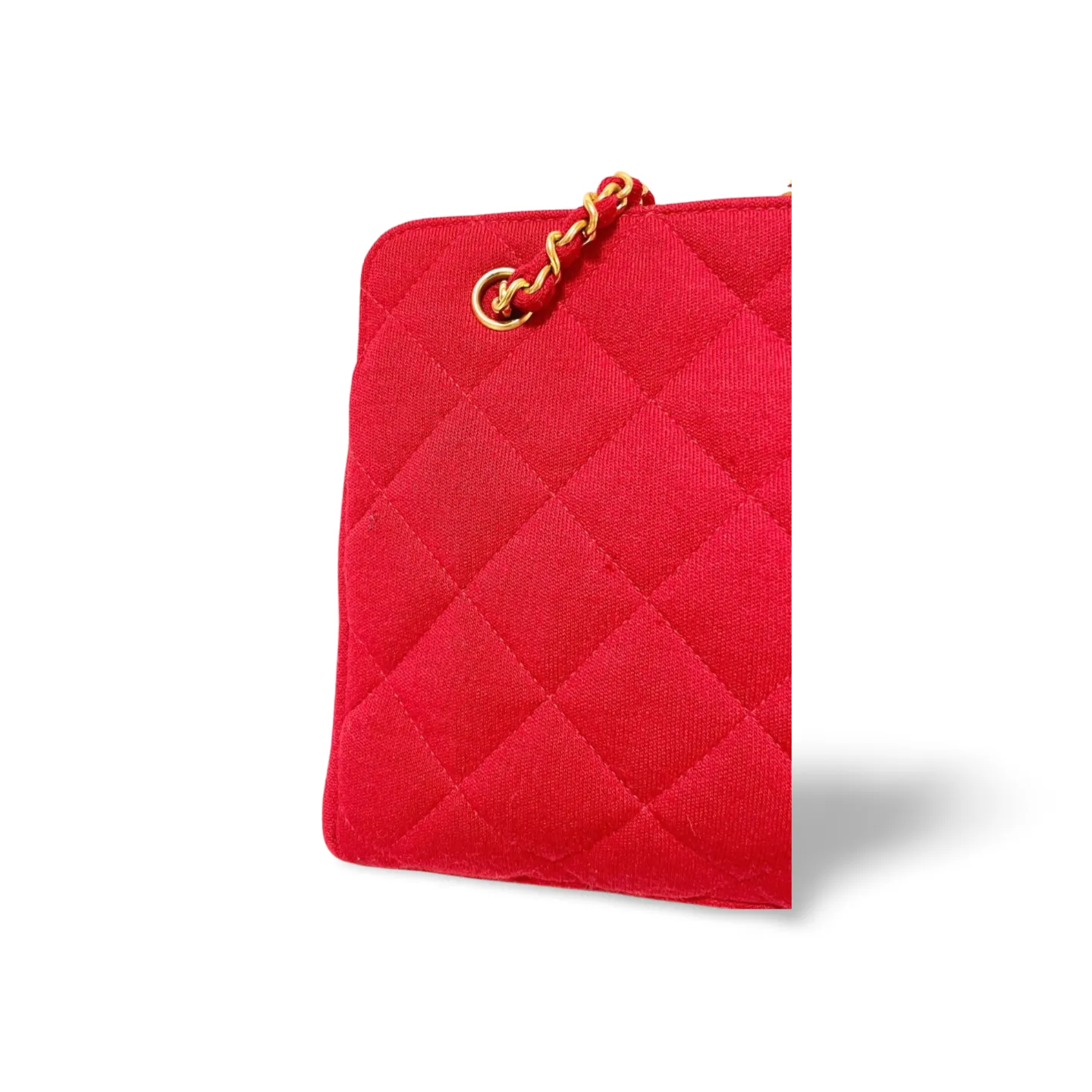 Vintage Chanel lipstick red wool jersey shoulder bag with turn lock cc closure. Kiss lock closure bag. 060810r2