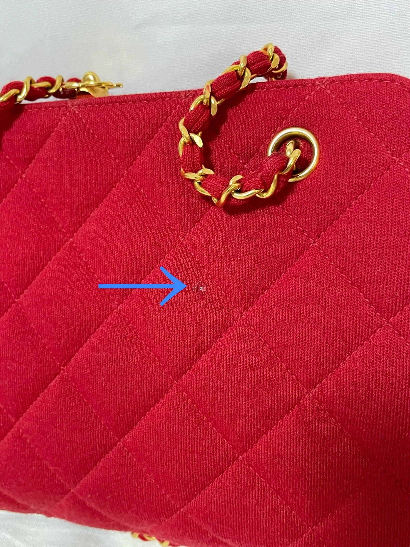 Vintage Chanel lipstick red wool jersey shoulder bag with turn lock cc closure. Kiss lock closure bag. 060810r2