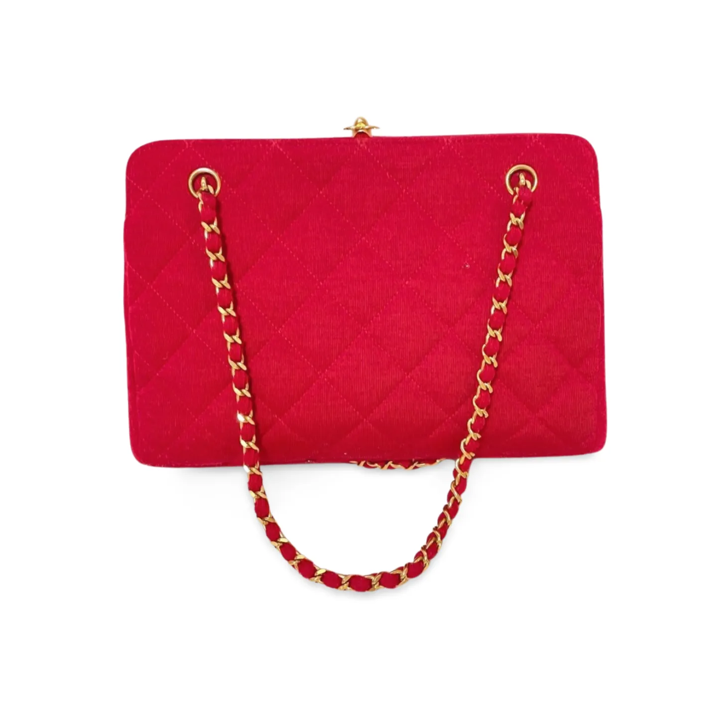Vintage Chanel lipstick red wool jersey shoulder bag with turn lock cc closure. Kiss lock closure bag. 060810r2