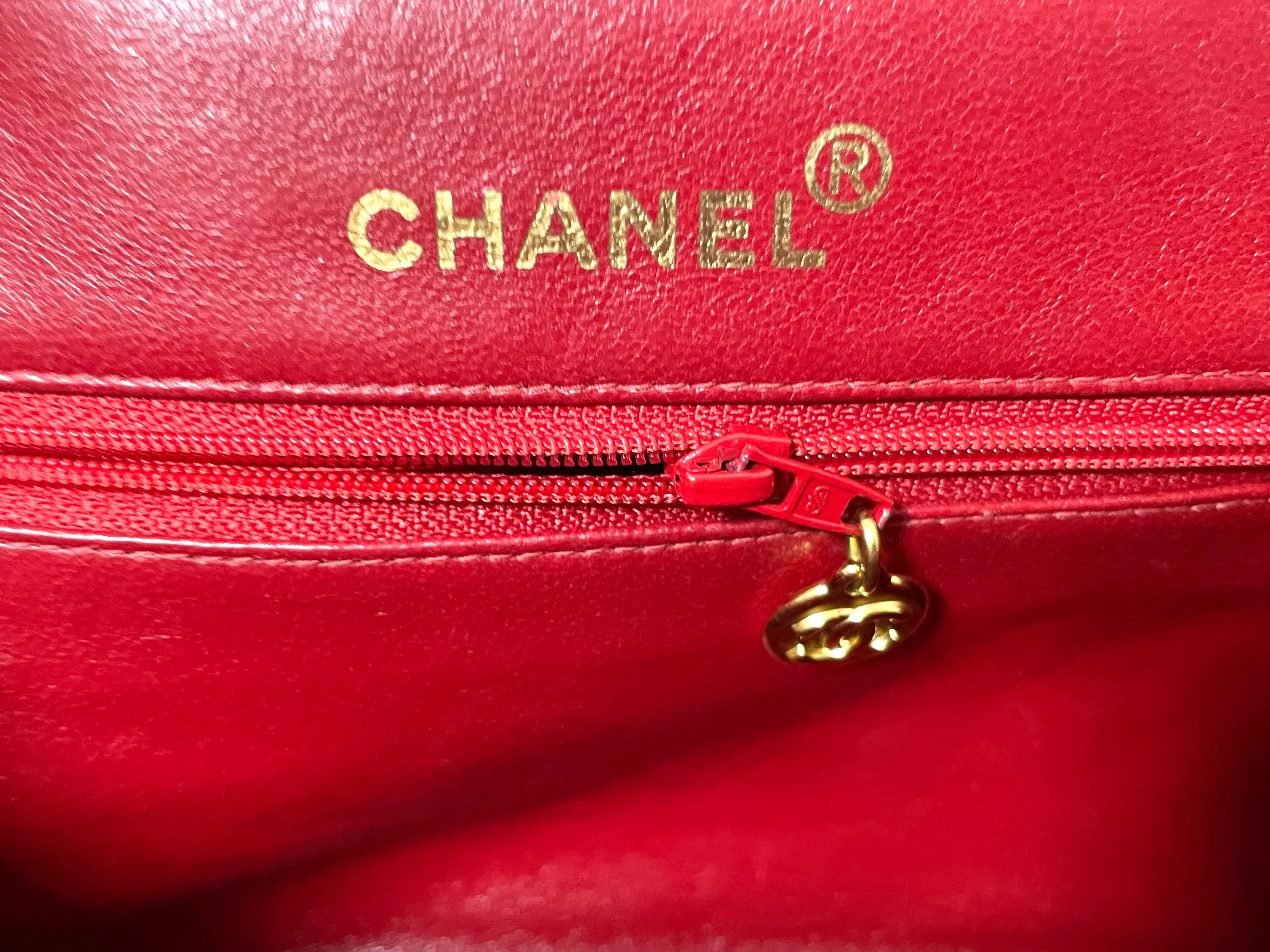 Vintage Chanel lipstick red wool jersey shoulder bag with turn lock cc closure. Kiss lock closure bag. 060810r2