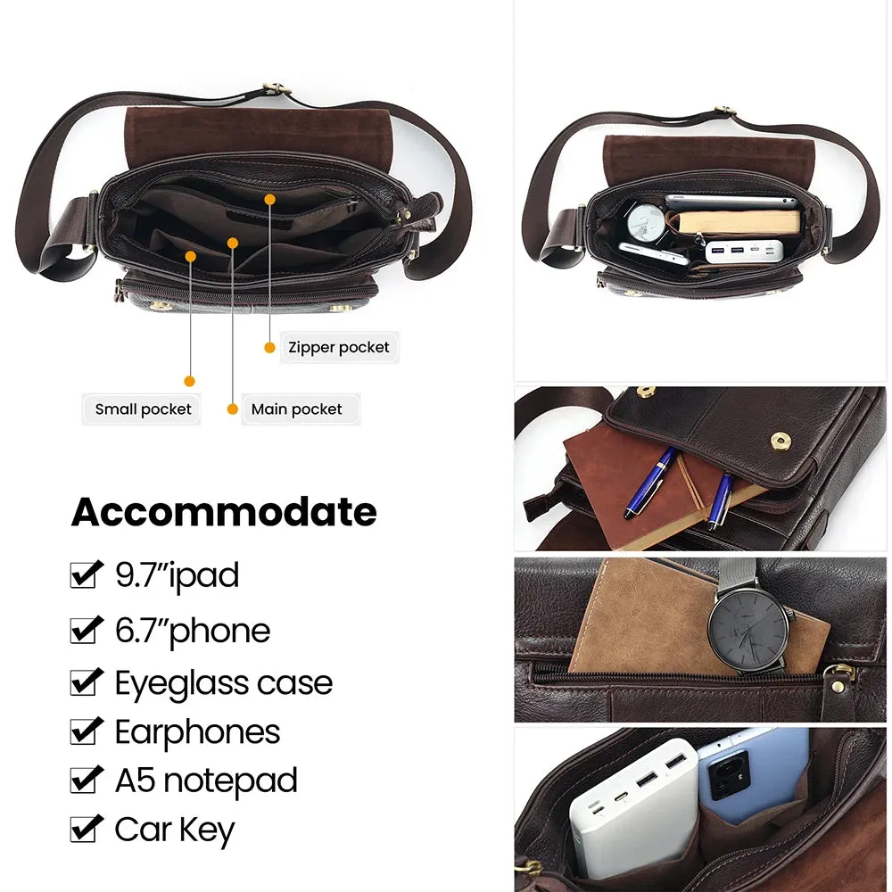Vintage men's genuine cowhide leather handbags