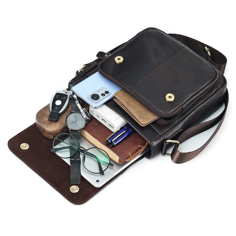 Vintage men's genuine cowhide leather handbags