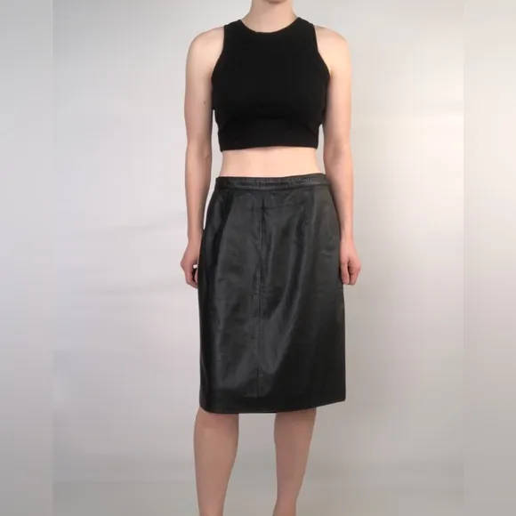 Vintage Sue Brett Genuine Leather Mini High Wiast Skirt Size 14