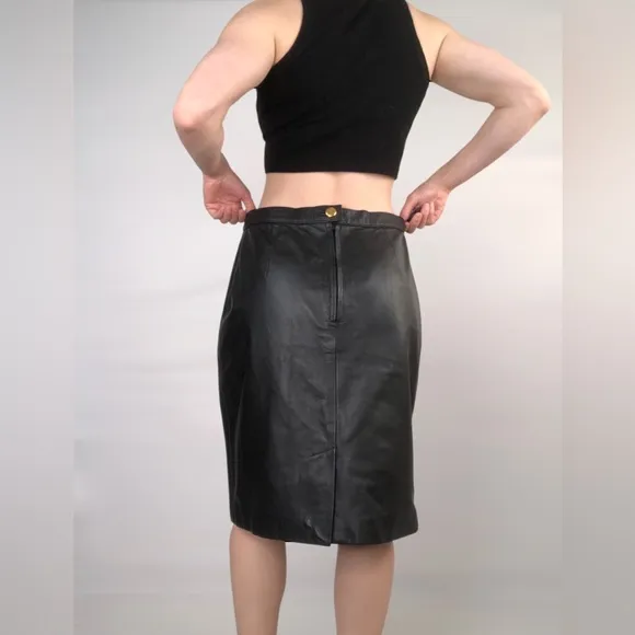 Vintage Sue Brett Genuine Leather Mini High Wiast Skirt Size 14