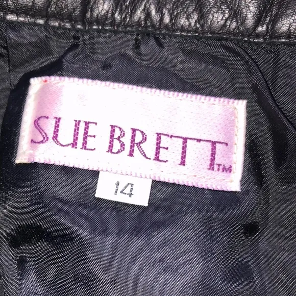 Vintage Sue Brett Genuine Leather Mini High Wiast Skirt Size 14