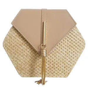 VIP Hexagon Mulit Style Straw leather Handbag Women Summer Rattan Bag Handmade Woven Beach Circle Bohemia Shoulder Bag