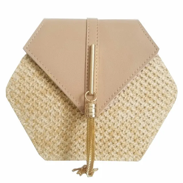 VIP Hexagon Mulit Style Straw leather Handbag Women Summer Rattan Bag Handmade Woven Beach Circle Bohemia Shoulder Bag