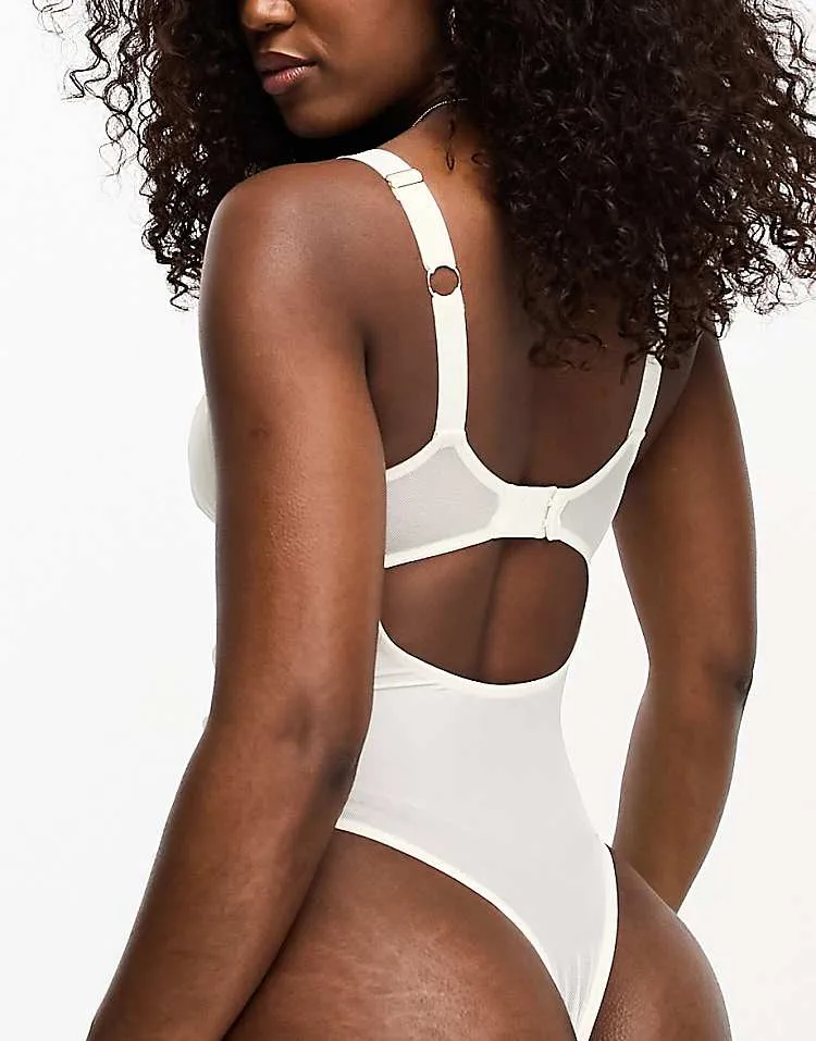 We Are We Wear PU bodysuit in cream