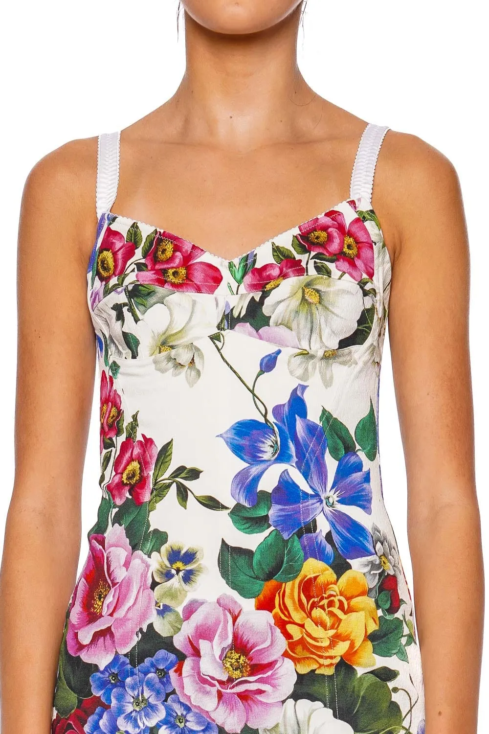 White Floral Bustier Mini Dress