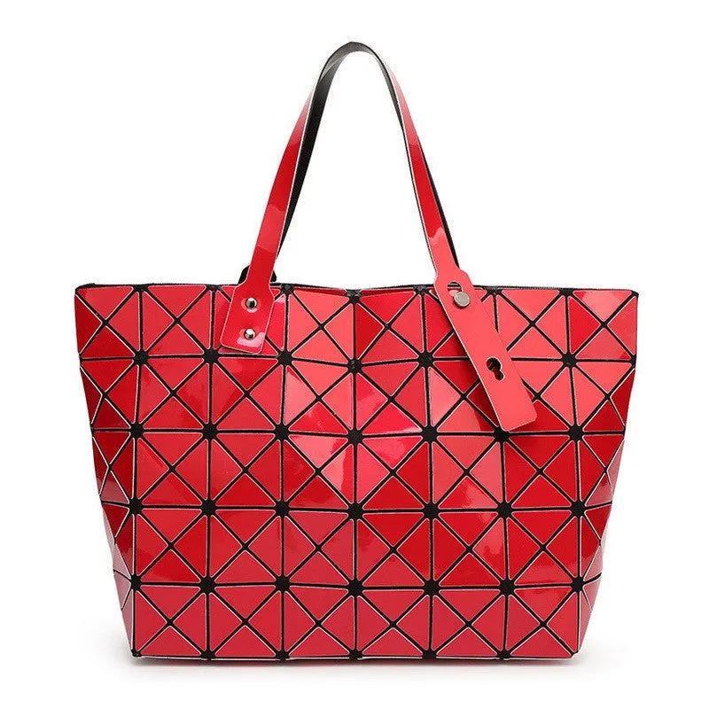 Women Bag Lady Geometry Package Sequins Mirror Saser Plain Split Joint Mujer Shoulder Bags Large Top Handle Tote