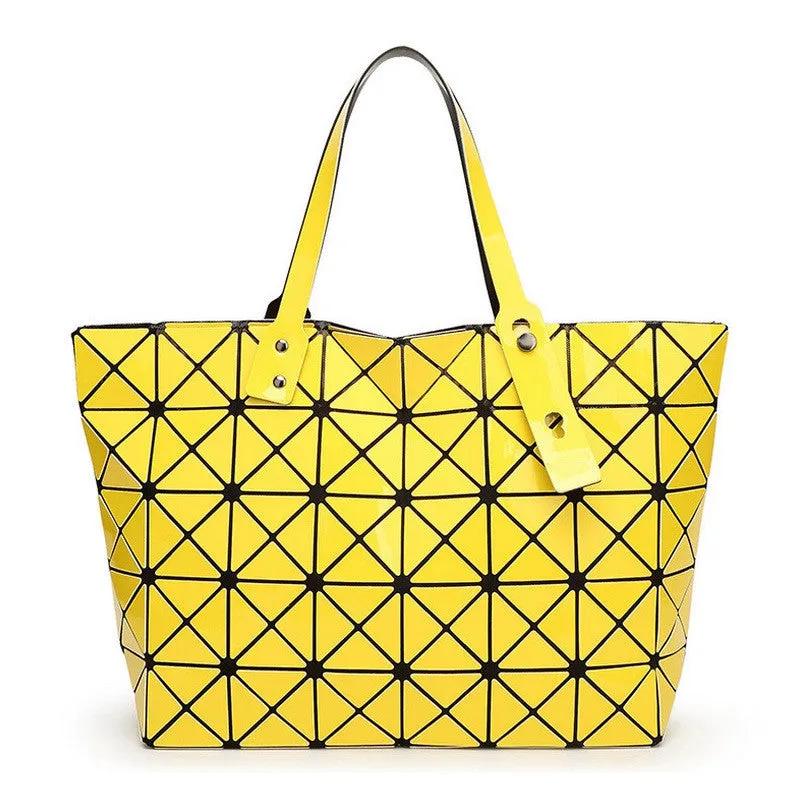 Women Bag Lady Geometry Package Sequins Mirror Saser Plain Split Joint Mujer Shoulder Bags Large Top Handle Tote
