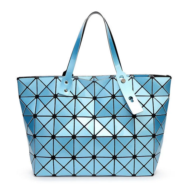 Women Bag Lady Geometry Package Sequins Mirror Saser Plain Split Joint Mujer Shoulder Bags Large Top Handle Tote