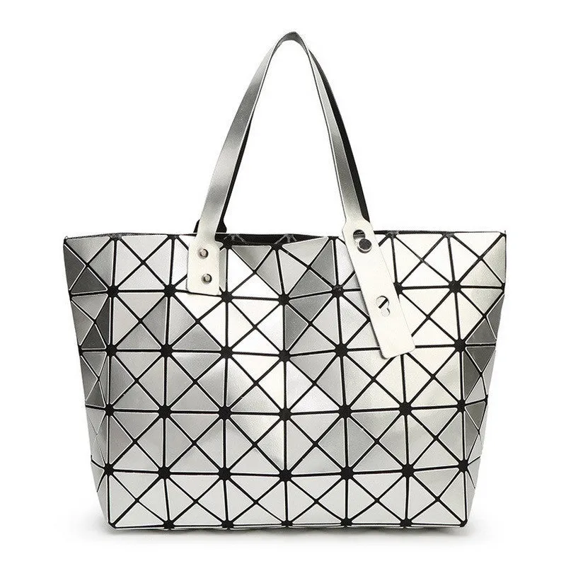 Women Bag Lady Geometry Package Sequins Mirror Saser Plain Split Joint Mujer Shoulder Bags Large Top Handle Tote