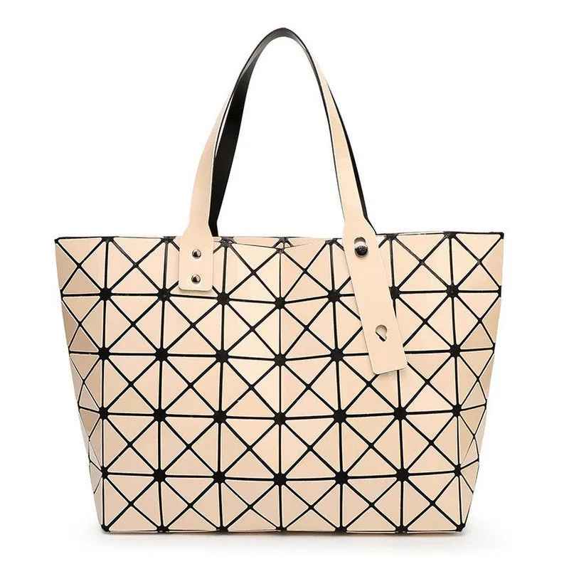 Women Bag Lady Geometry Package Sequins Mirror Saser Plain Split Joint Mujer Shoulder Bags Large Top Handle Tote