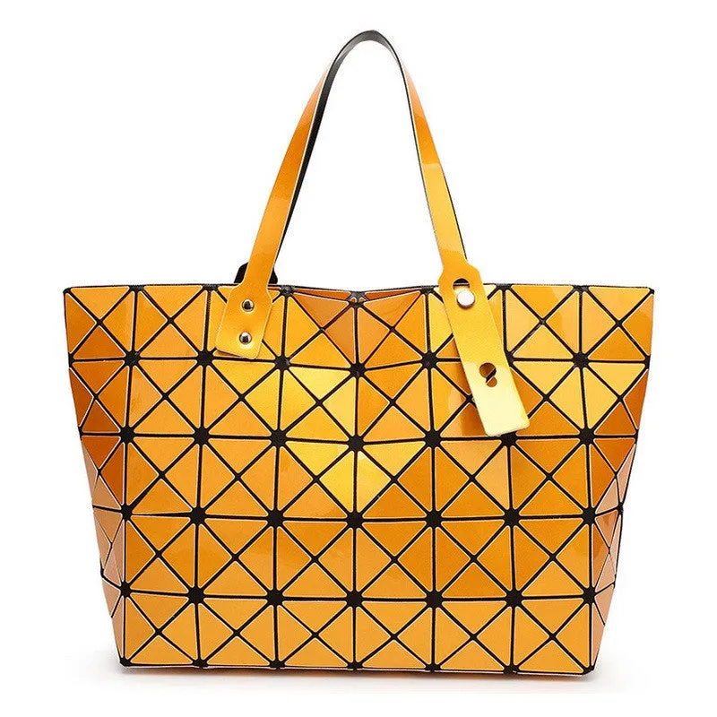 Women Bag Lady Geometry Package Sequins Mirror Saser Plain Split Joint Mujer Shoulder Bags Large Top Handle Tote