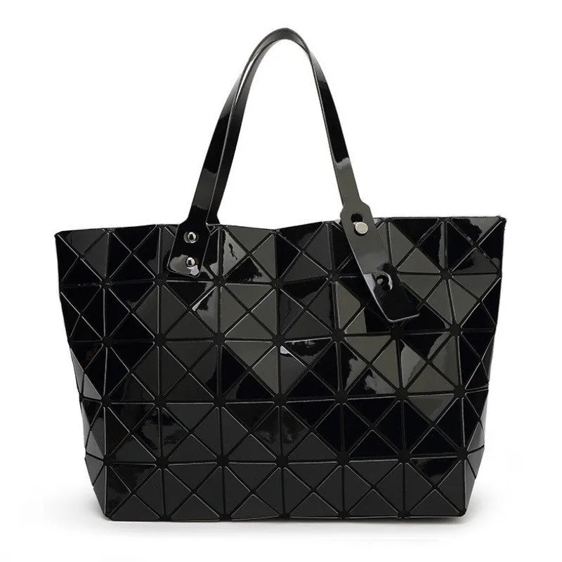 Women Bag Lady Geometry Package Sequins Mirror Saser Plain Split Joint Mujer Shoulder Bags Large Top Handle Tote