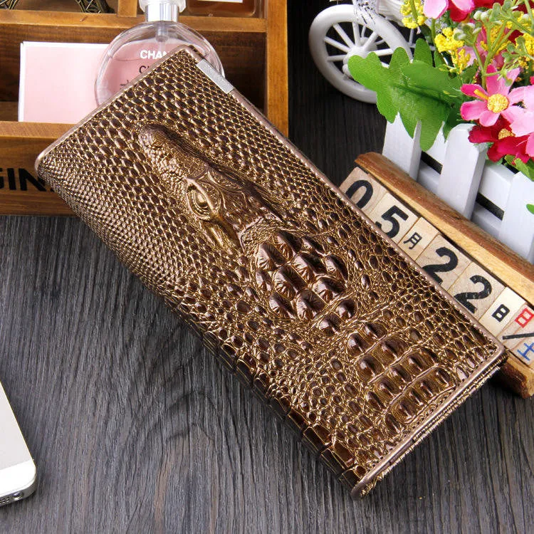 Women Wallet Female Coin Purses Holders Brand Genuine Leather 3D Embossing Alligator Ladies Crocodile Long Clutch Wallets