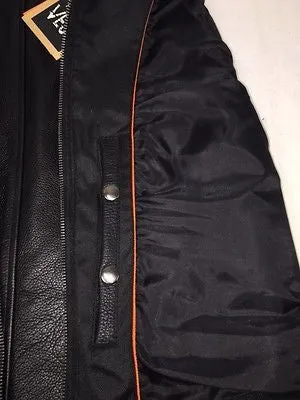WOMEN'S MOTORCYCLE RIDER 7POCKET LEATHER VEST W/5 OUTSIDE POCKETS & 2GUN POCKETS