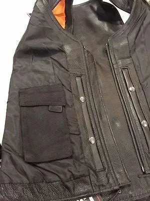 WOMEN'S MOTORCYCLRIDERS BUTTERSOFT BLK LEATHER VEST W/SIDE LACES W/2 GUN POCKETS