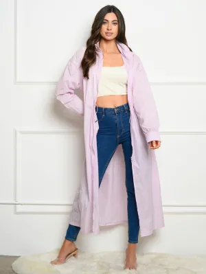 WOMEN'S ZIPPER CLOSURE HOODED RAINCOAT