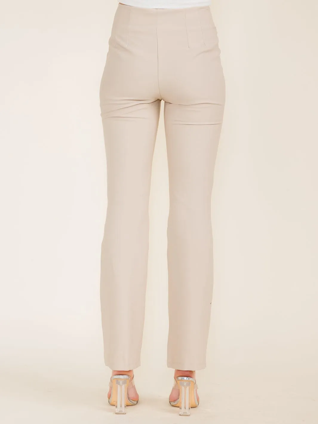 WOMEN'S ZIPPER CLOSURE WIDE LEG PANTS