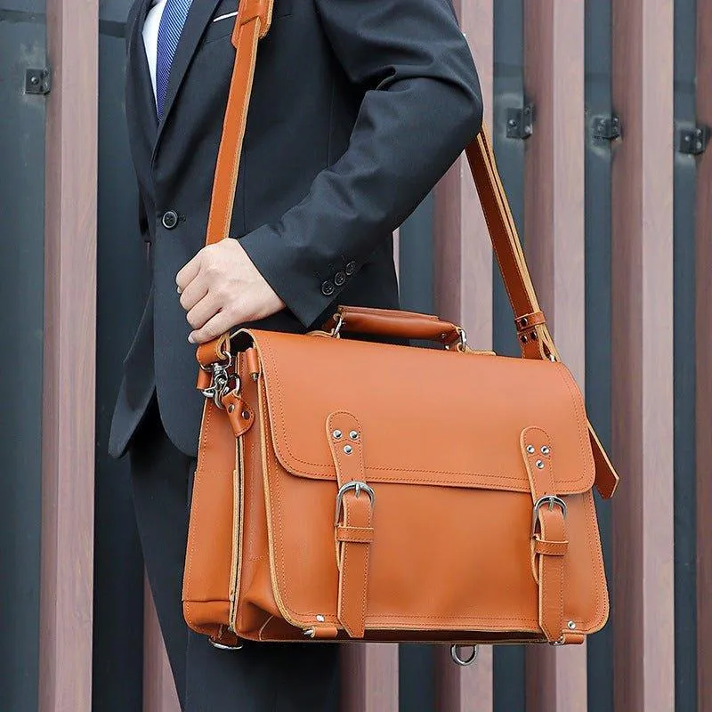 Woosir Vintage Leather Briefcase Backpack Convertible