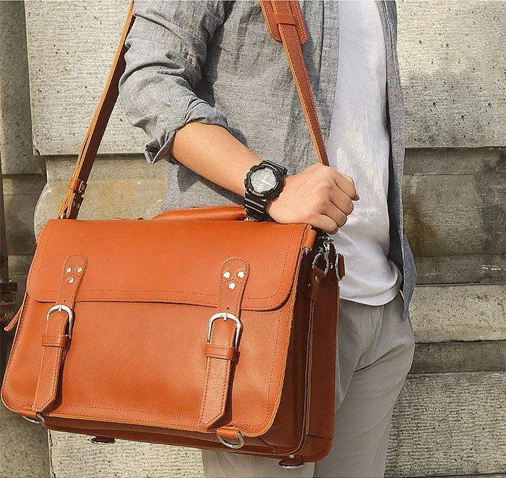 Woosir Vintage Leather Briefcase Backpack Convertible