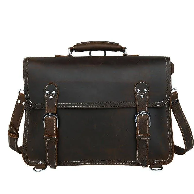 Woosir Vintage Leather Briefcase Backpack Convertible