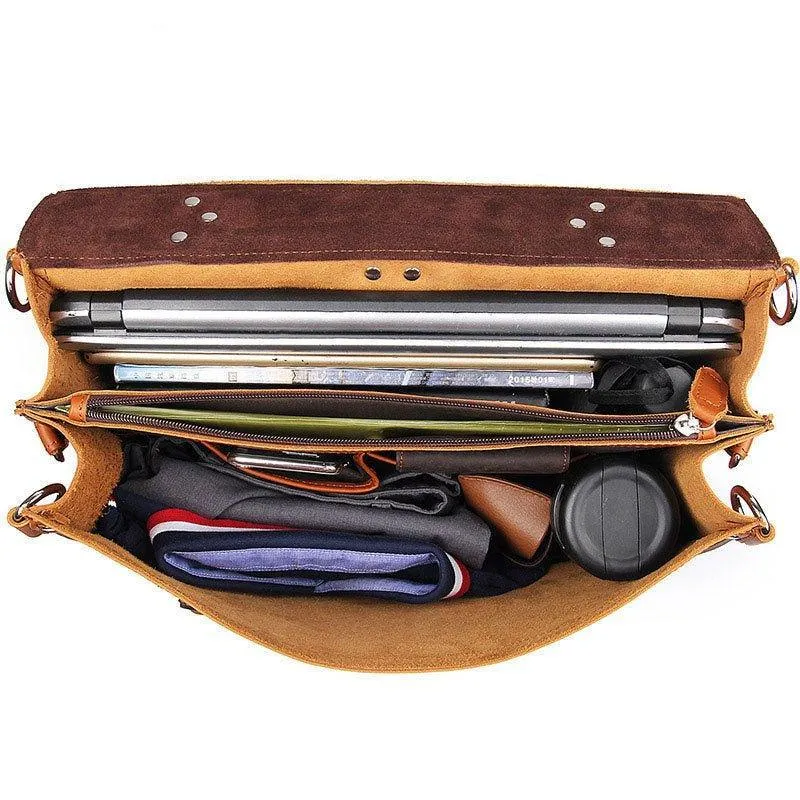 Woosir Vintage Leather Briefcase Backpack Convertible