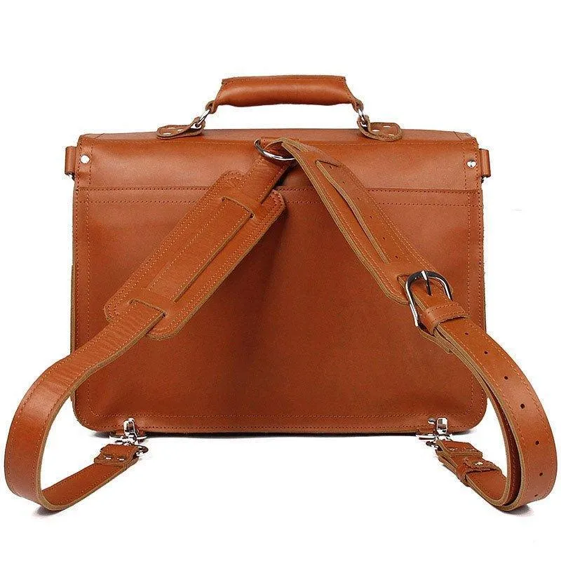 Woosir Vintage Leather Briefcase Backpack Convertible