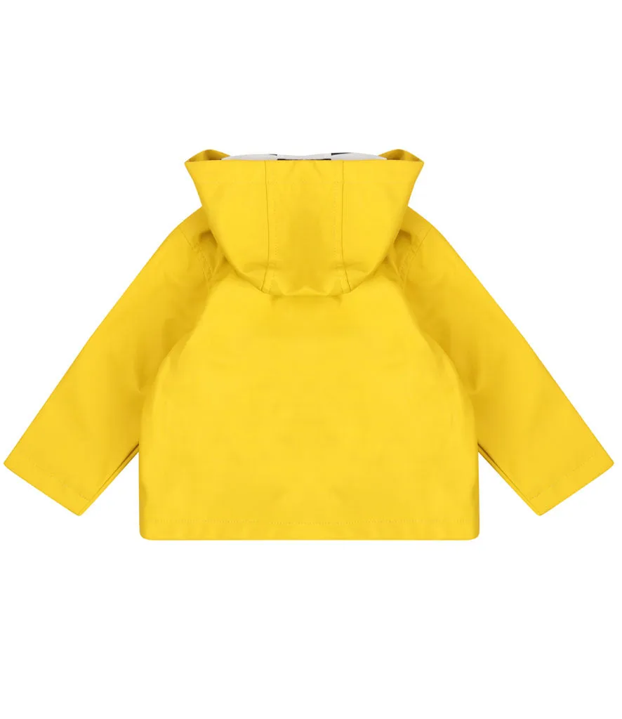 Yellow Showerproof Coat with Nautical Stripe Lining