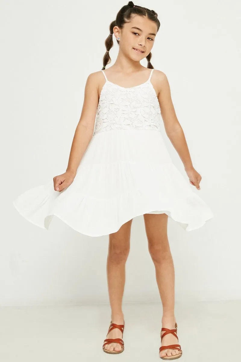 Youth Lace Bodice Tiered Tank Dress