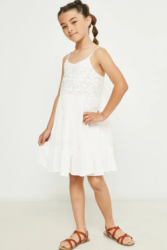 Youth Lace Bodice Tiered Tank Dress