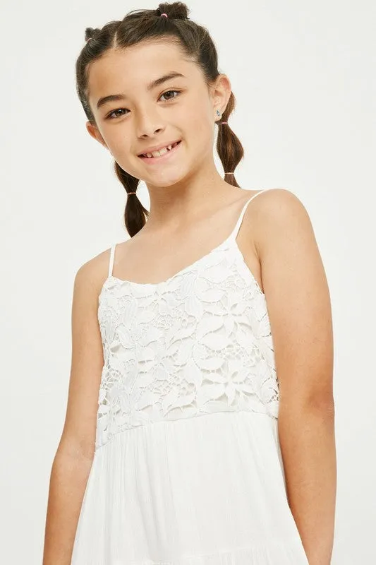 Youth Lace Bodice Tiered Tank Dress