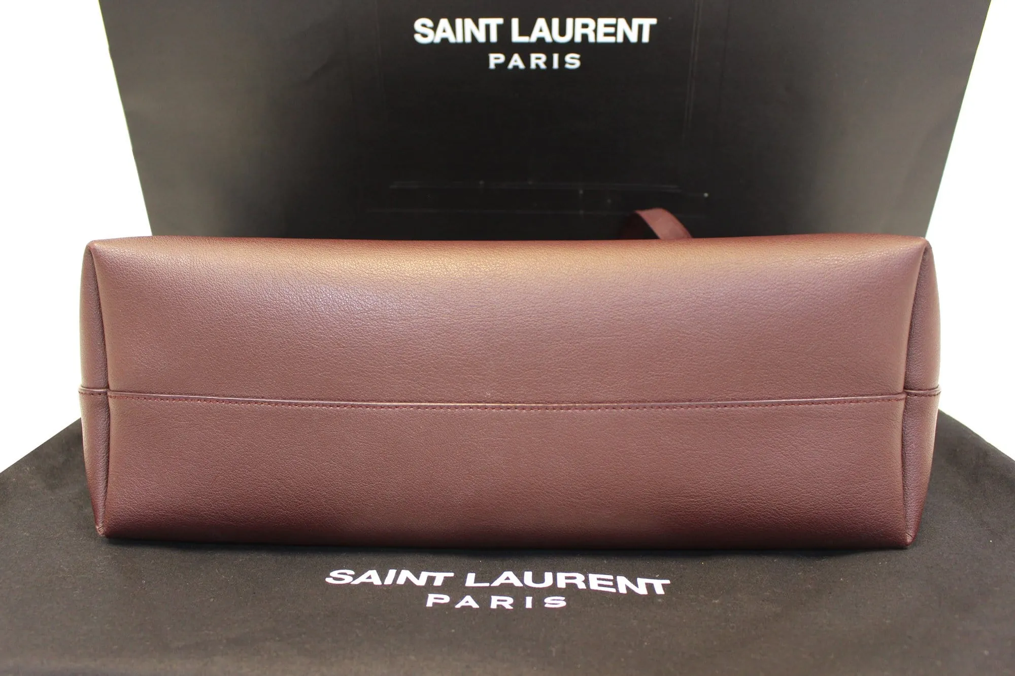 YVES Saint Laurent Black Leather East West Shopping Tote Bag