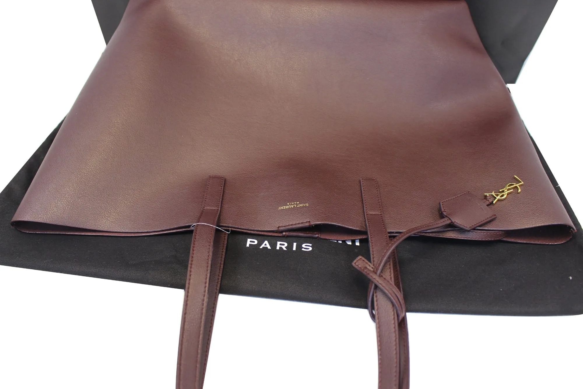 YVES Saint Laurent Black Leather East West Shopping Tote Bag