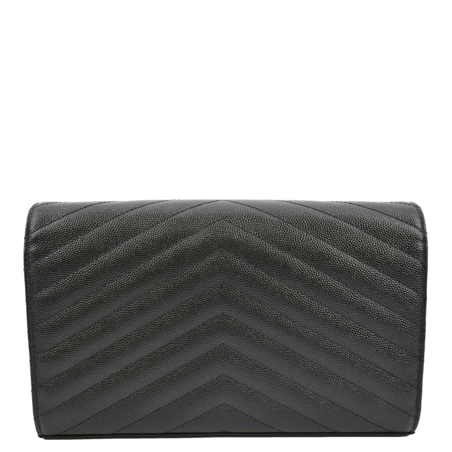 YVES SAINT LAURENT Cassandre Chain Wallet Leather Crossbody Bag Black